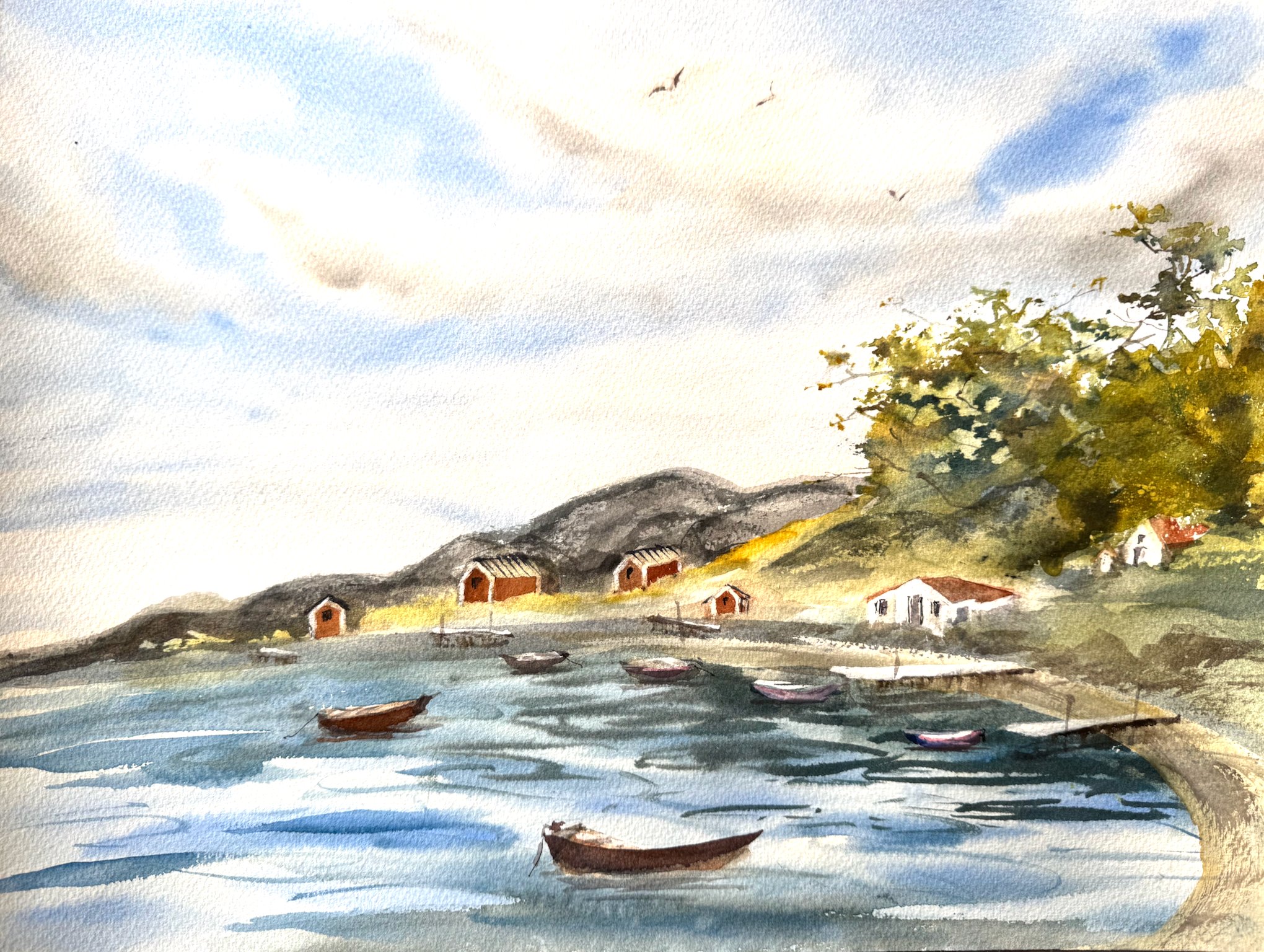 West Coast I — sold watercolour by Zakia Khan